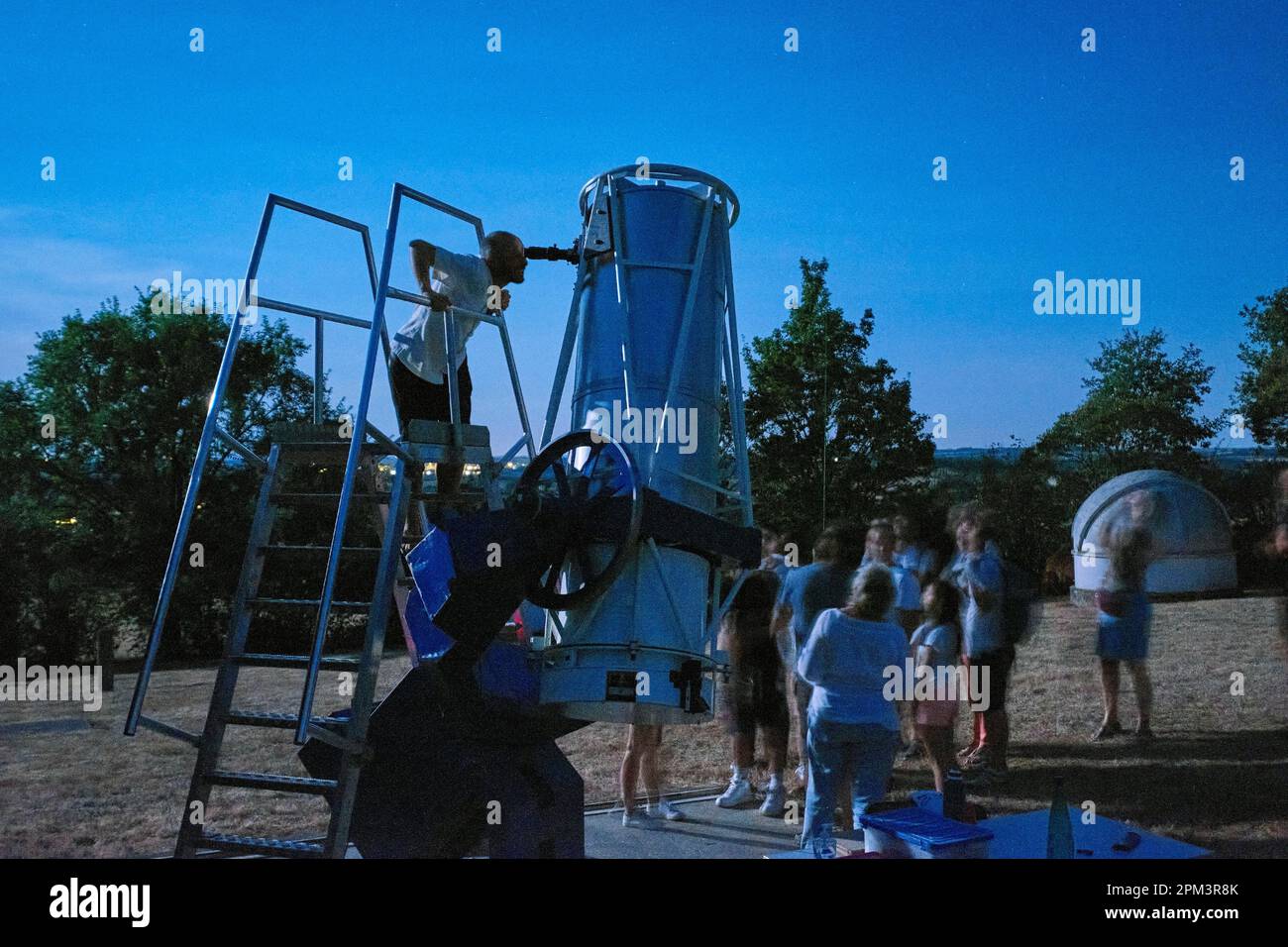France, Gers, Mauroux, festival d'astronomie, observation des étoiles du télescope Banque D'Images