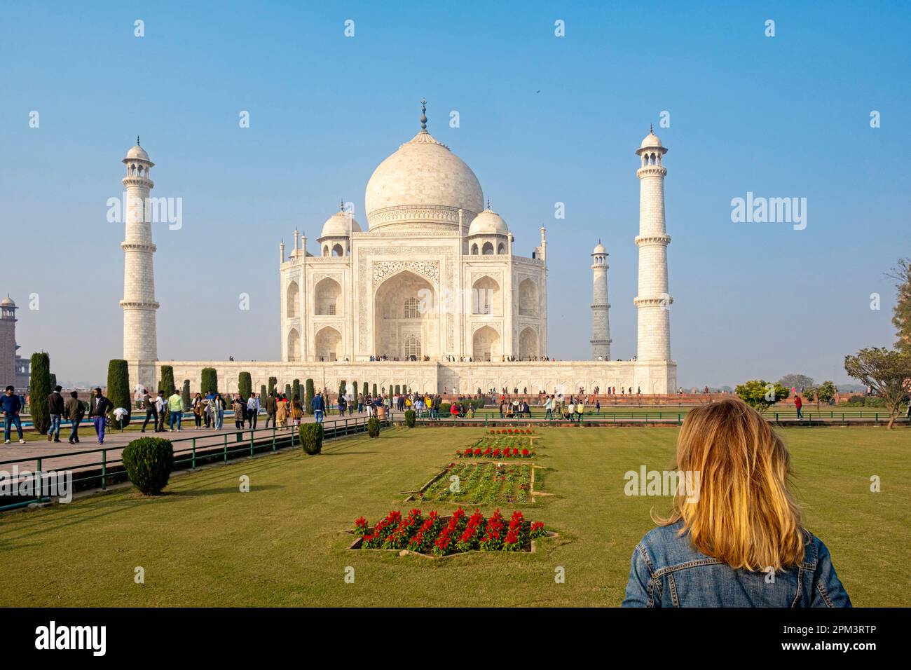 Inde, Etat de l'Uttar Pradesh, Agra, le mausolée du Taj Mahal classé au patrimoine mondial par l'UNESCO Banque D'Images