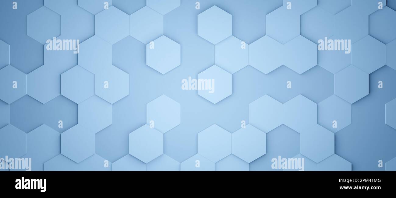 Arrière-plan hexagonal, hexagones bleus, arrière-plan géométrique abstrait futuriste ou papier peint avec espace de copie pour le texte Banque D'Images