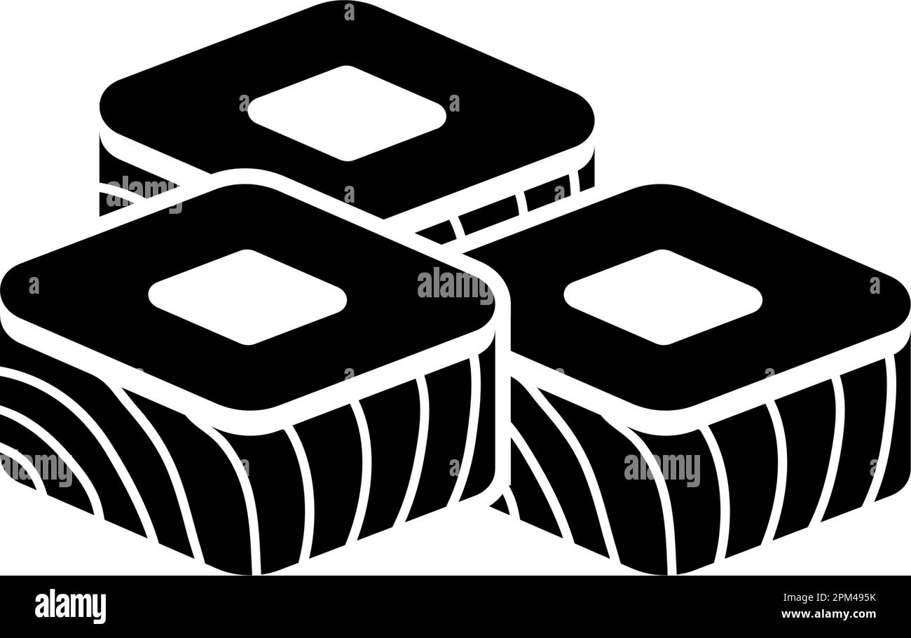Sushi Roll, cuisine japonaise, cuisine traditionnelle. Illustration de l'icône vecteur plat. Symbole noir simple sur fond blanc. Sushi Roll, cuisine japonaise s Illustration de Vecteur