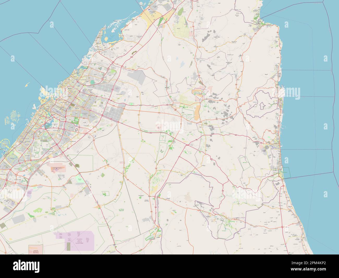 Sharjah, émirat des Émirats arabes Unis. Ouvrez la carte des rues Banque D'Images