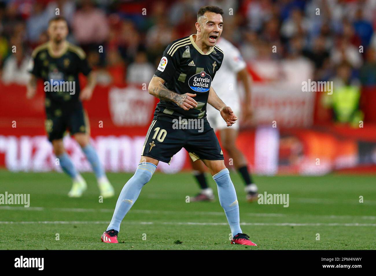 Iago Aspas de RC Celta de Vigo pendant le match de la Liga entre Sevilla FC et RC Celta joué au stade Sanchez Pizjuan sur 7 avril 2023 à Séville, Espagne. (Photo par Antonio Pozo / PRESSIN) Banque D'Images