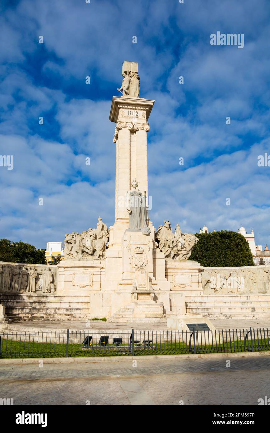 Le Monumento a la Constitucion 1812, Monument à la Constitution 1812, pour célébrer le centenaire de la guerre d'indépendance. Plaza Espana, Cadix, Banque D'Images