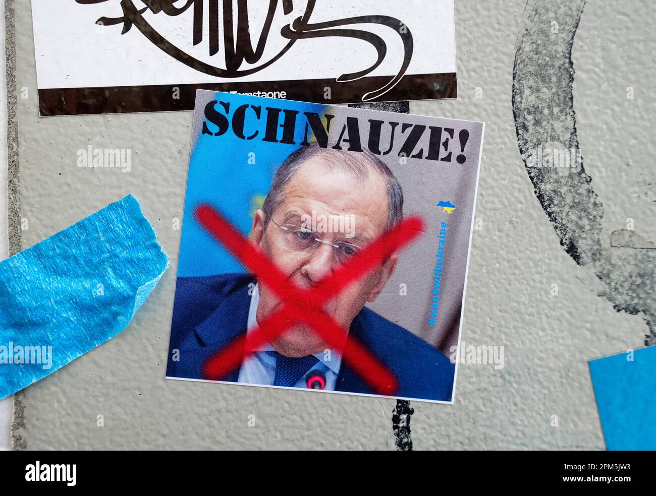 Sticker, Shut up Lavrov, public Ground, Berlin, Allemagne Banque D'Images