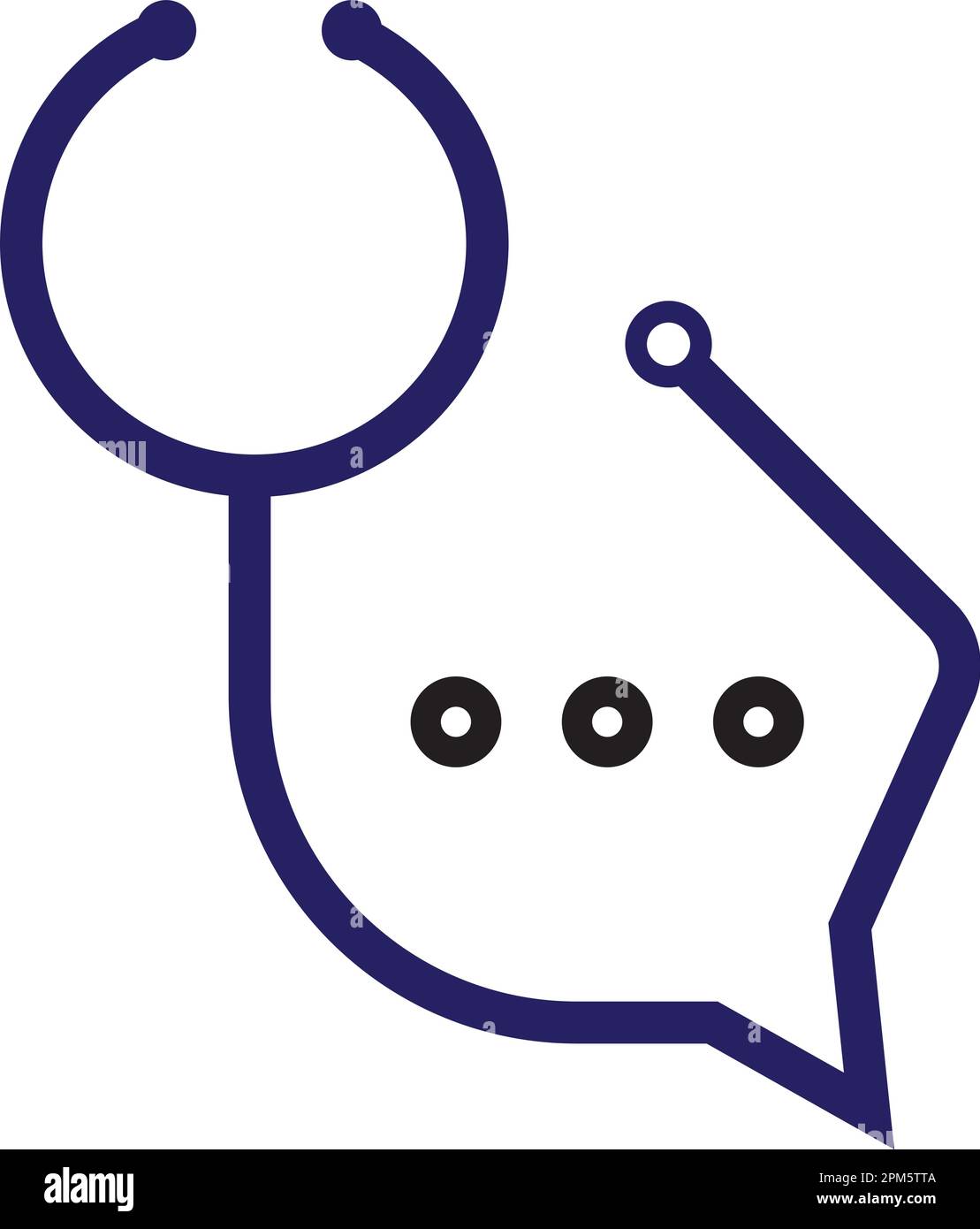 Modèle de conception du logo Health Consult. Stéthoscope isolé sur le symbole de chat à bulles Illustration de Vecteur