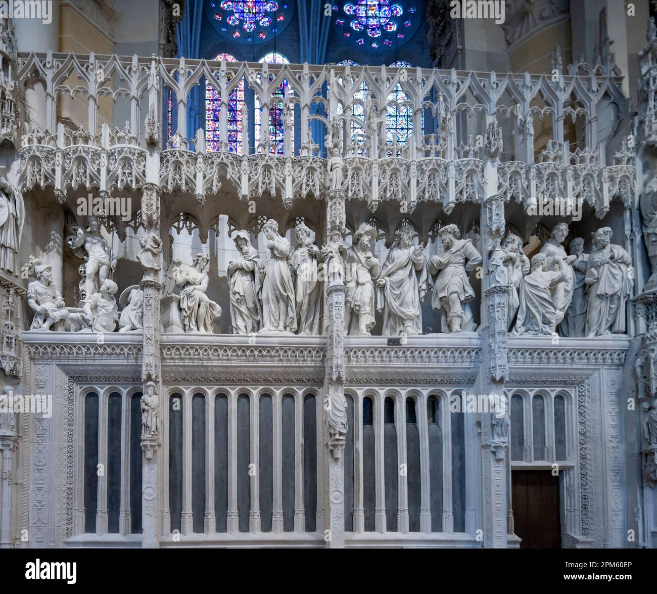 Le mur du chœur, cathédrale de Chartres, France Banque D'Images