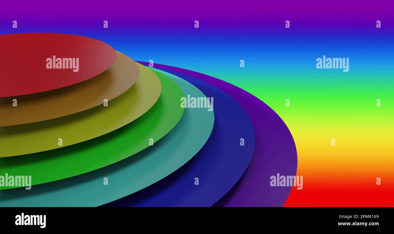 Composition de cercles colorés sur fond coloré Banque D'Images