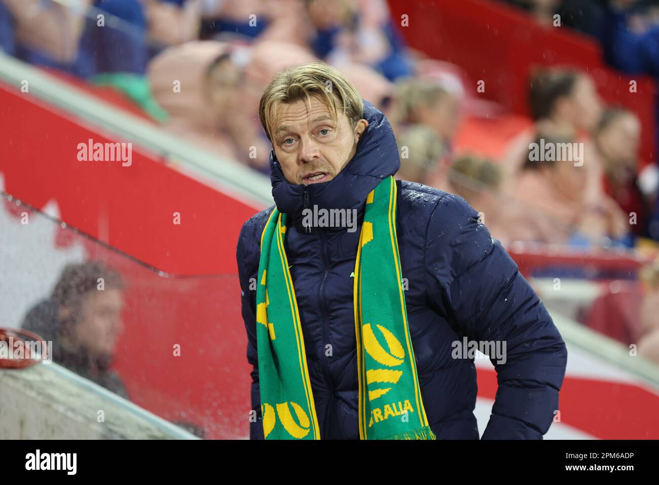 Londres, Royaume-Uni. 11th avril 2023. Tony Gustavsson responsable d'Australia Women lors du match de football féminin international entre England Women et Australia Women au Gtech Community Stadium de Londres, Grande-Bretagne, 11th avril 2023. Crédit : action Foto Sport/Alamy Live News Banque D'Images