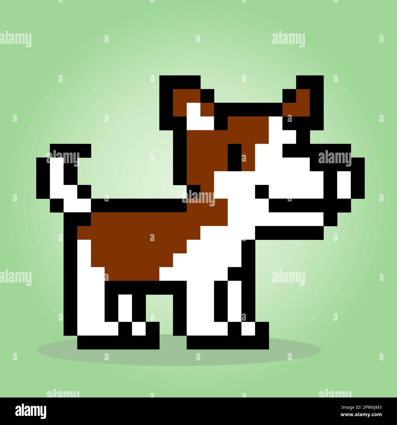 Jack Russell, chien pixel 8 bits. Tête d'animal pour les jeux de ressources dans les illustrations vectorielles. Motif de point de croix. Illustration de Vecteur