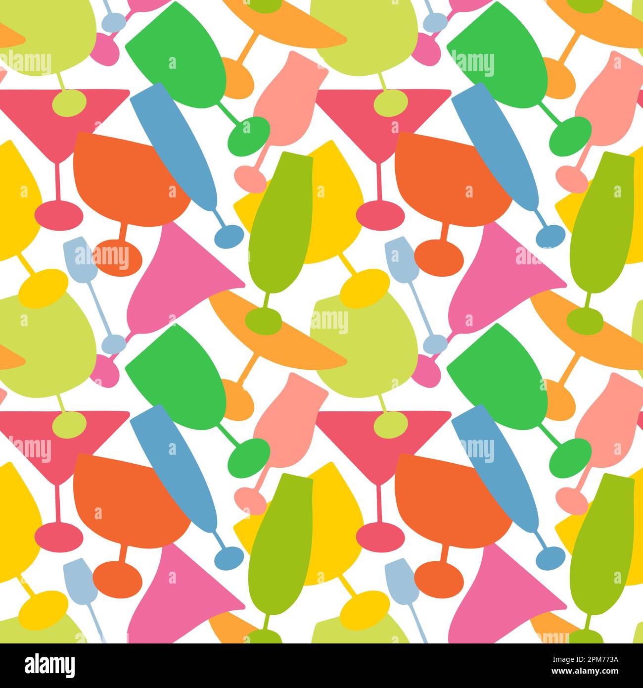 Verres à cocktail colorés et brillants à motif sans coutures. Illustration de Vecteur