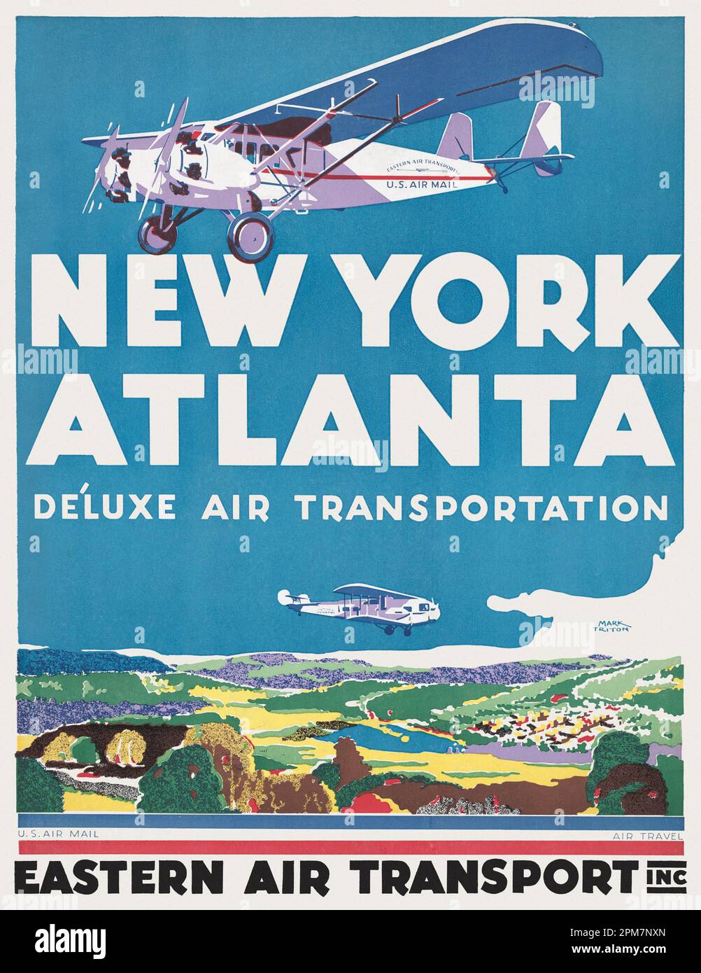 New York Atlanta. Transport aérien de luxe. Transport aérien de l'est par Mark Triton (dates inconnues). Affiche publiée en 1931 aux États-Unis. Banque D'Images