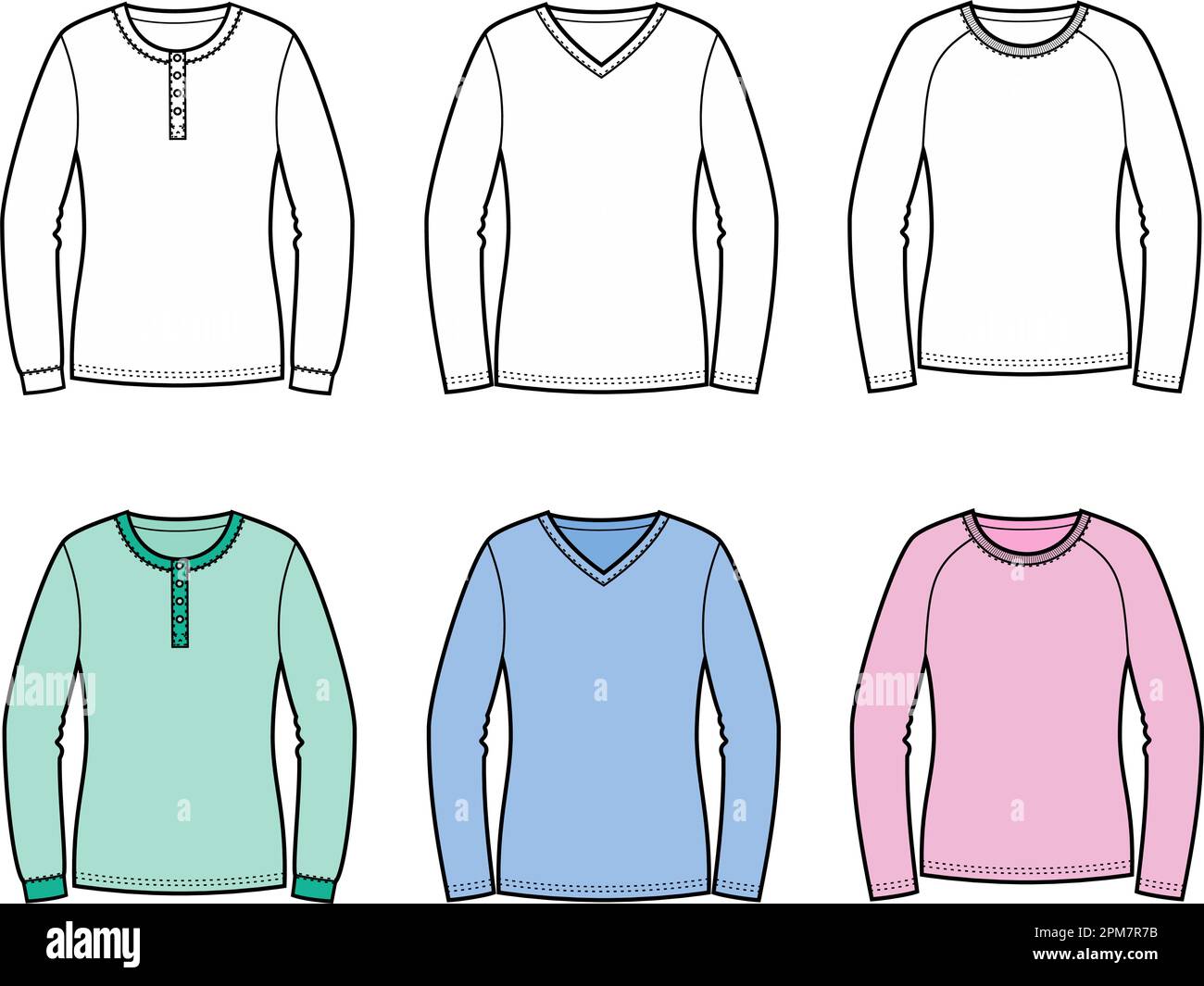 Ensemble de pulls pour femmes. Avant et arrière. Illustration de Vecteur