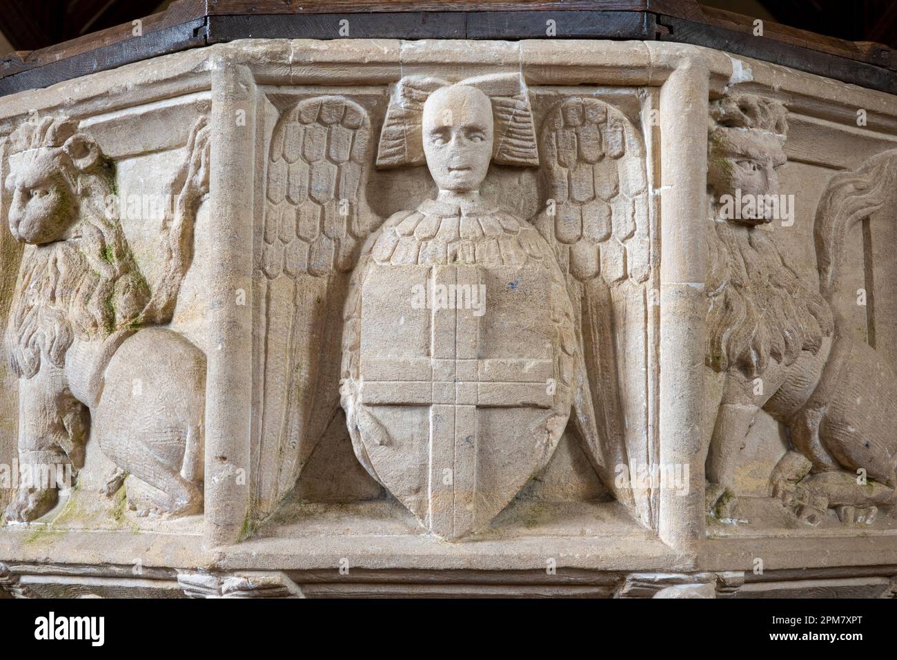 Font, Église Saint-Jean-Baptiste, Butley, Suffolk, Angleterre Banque D'Images