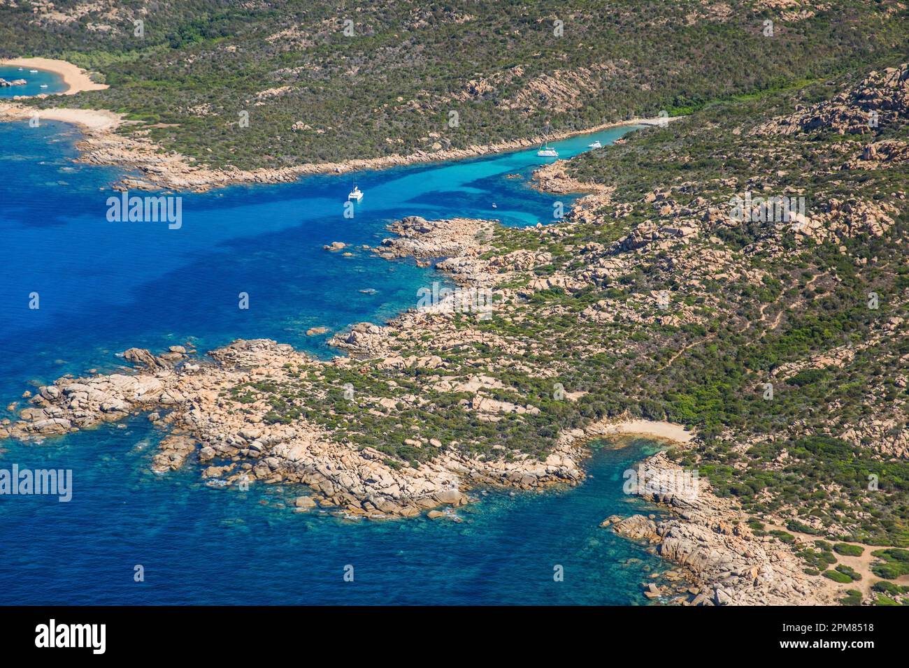 France, Corse du Sud, domaine de Murtoli, plage de Cala Longa (vue aérienne) Banque D'Images