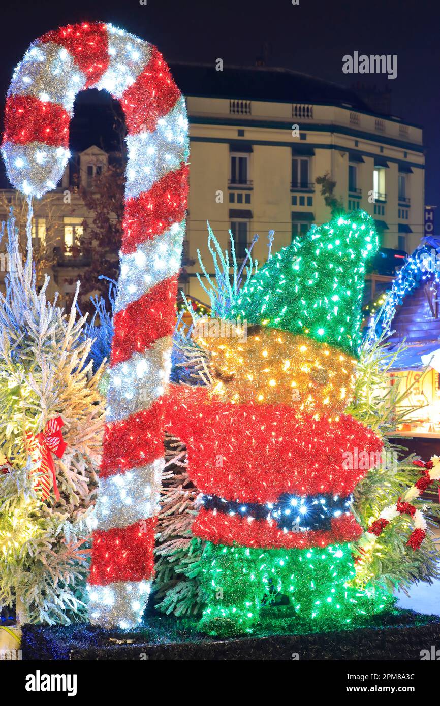 France, Marne, Reims, promenades Jean Louis Schneiter, marché de Noël, illuminations Banque D'Images