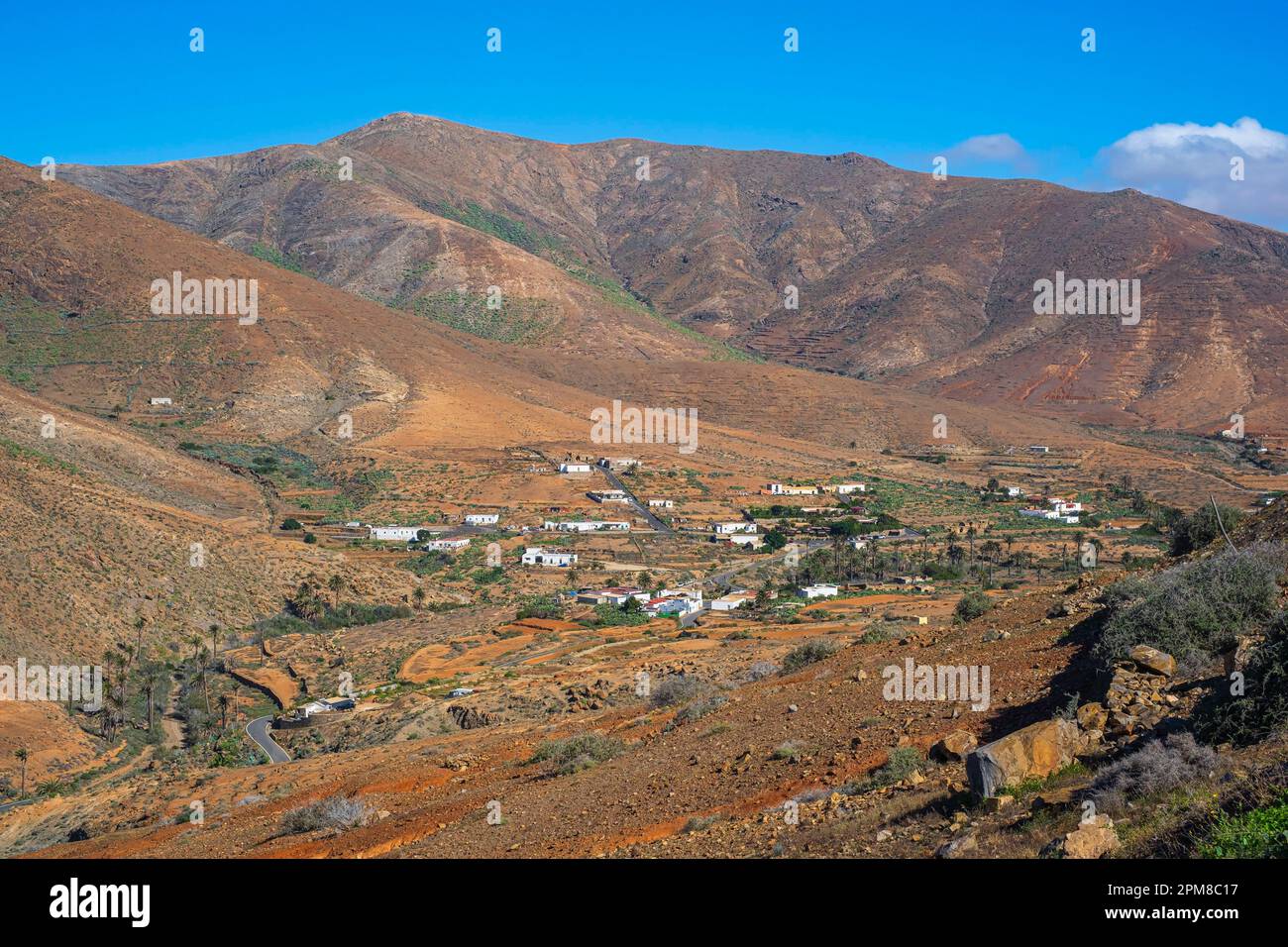 Espagne, îles Canaries, Fuerteventura, Parc rural de Betancuria, panorama depuis le Belvédère de Las Peñitas Banque D'Images