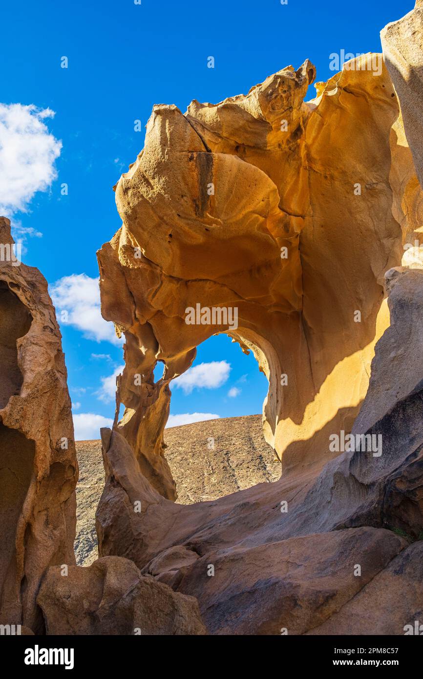 Espagne, Îles Canaries, Fuerteventura, Parc rural de Betancuria, Arco de las Peñitas, arche naturelle Banque D'Images