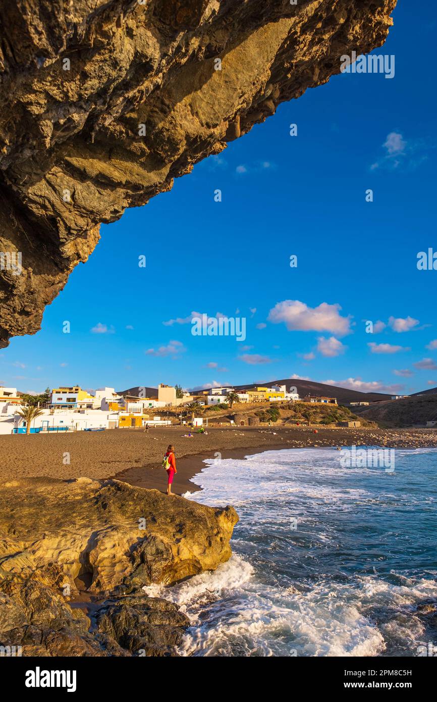 Espagne, Iles Canaries, Fuerteventura, Parc rural de Betancuria, municipalité de Pajara, Le petit village de pêcheurs d'Ajuy Banque D'Images