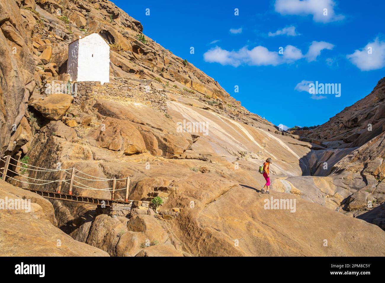 Espagne, Îles Canaries, Fuerteventura, Parc rural de Betancuria, chapelle Malpaso dans le Barranco de las Peñitas Banque D'Images