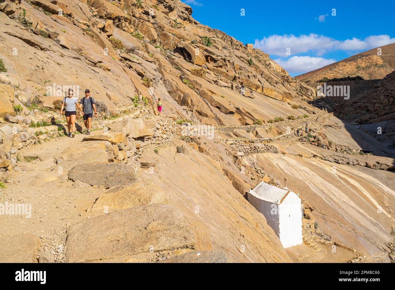 Espagne, Îles Canaries, Fuerteventura, Parc rural de Betancuria, chapelle Malpaso dans le Barranco de las Peñitas Banque D'Images