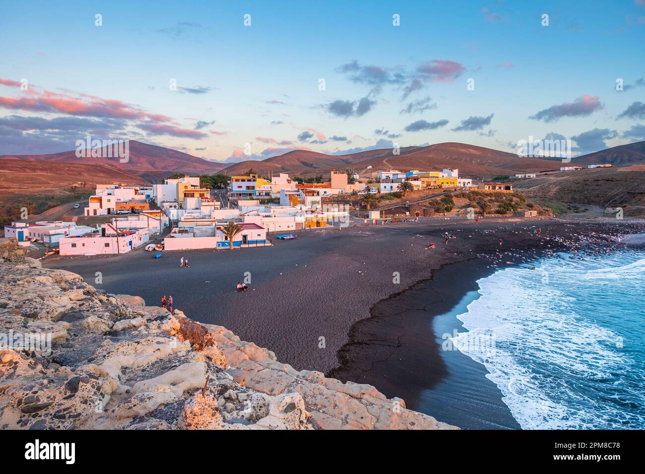 Espagne, Iles Canaries, Fuerteventura, Parc rural de Betancuria, municipalité de Pajara, Le petit village de pêcheurs d'Ajuy Banque D'Images