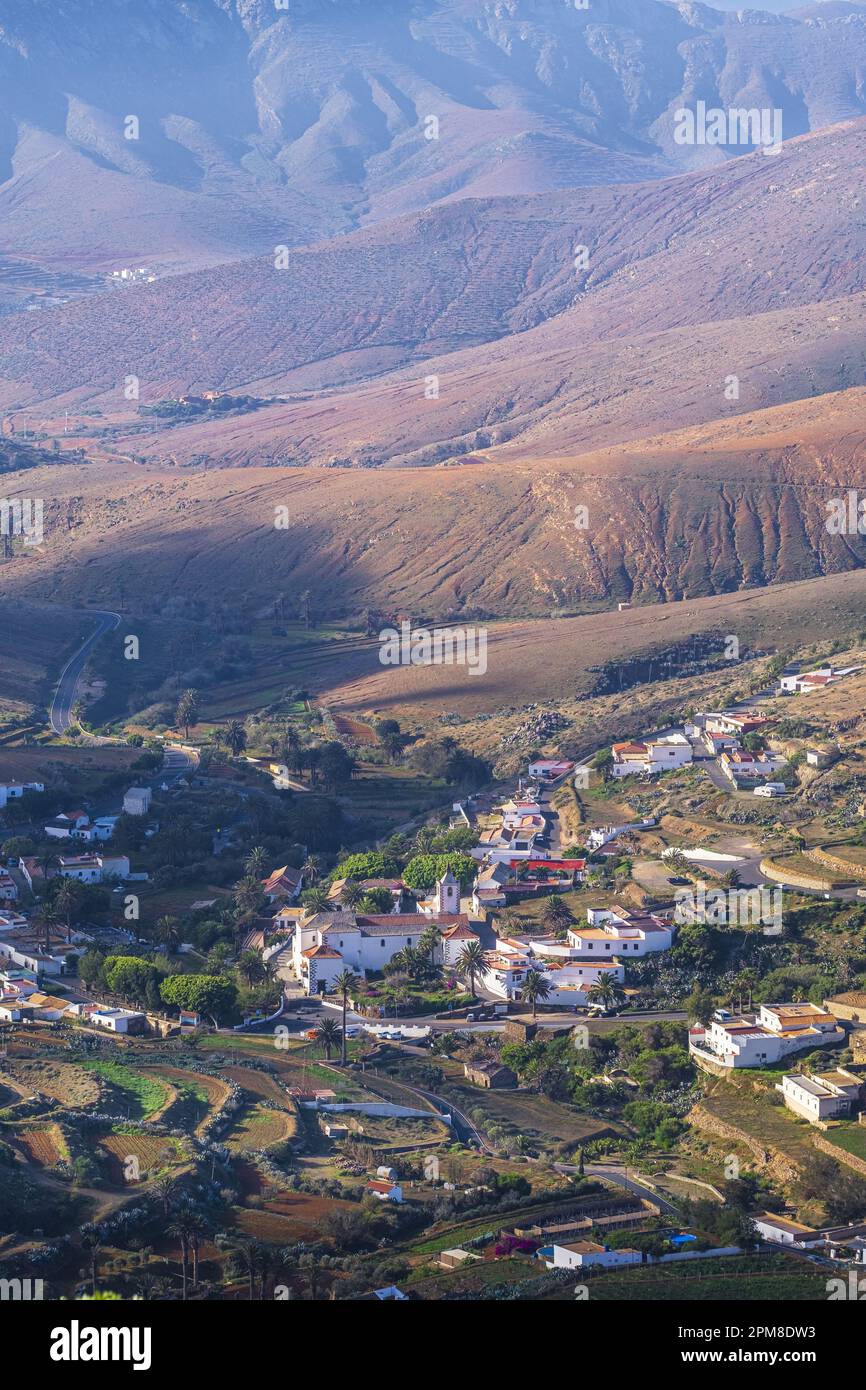 Espagne, îles Canaries, Fuerteventura, parc rural de Betancuria, panorama depuis le Belvédère de Morro Velosa, vue sur Betancuria Banque D'Images