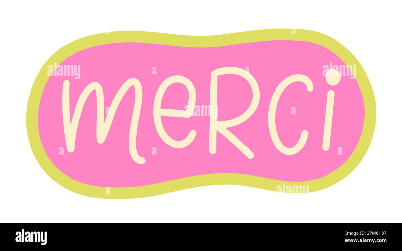 Bulle de discours de Merci. Merci d'être mignon autocollant rose Illustration de Vecteur
