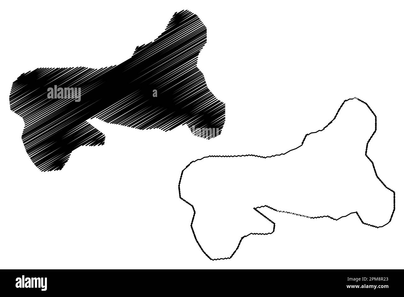 Lac Monoun (Afrique, République du Cameroun) carte illustration vectorielle, carte d'esquisse griffée Illustration de Vecteur