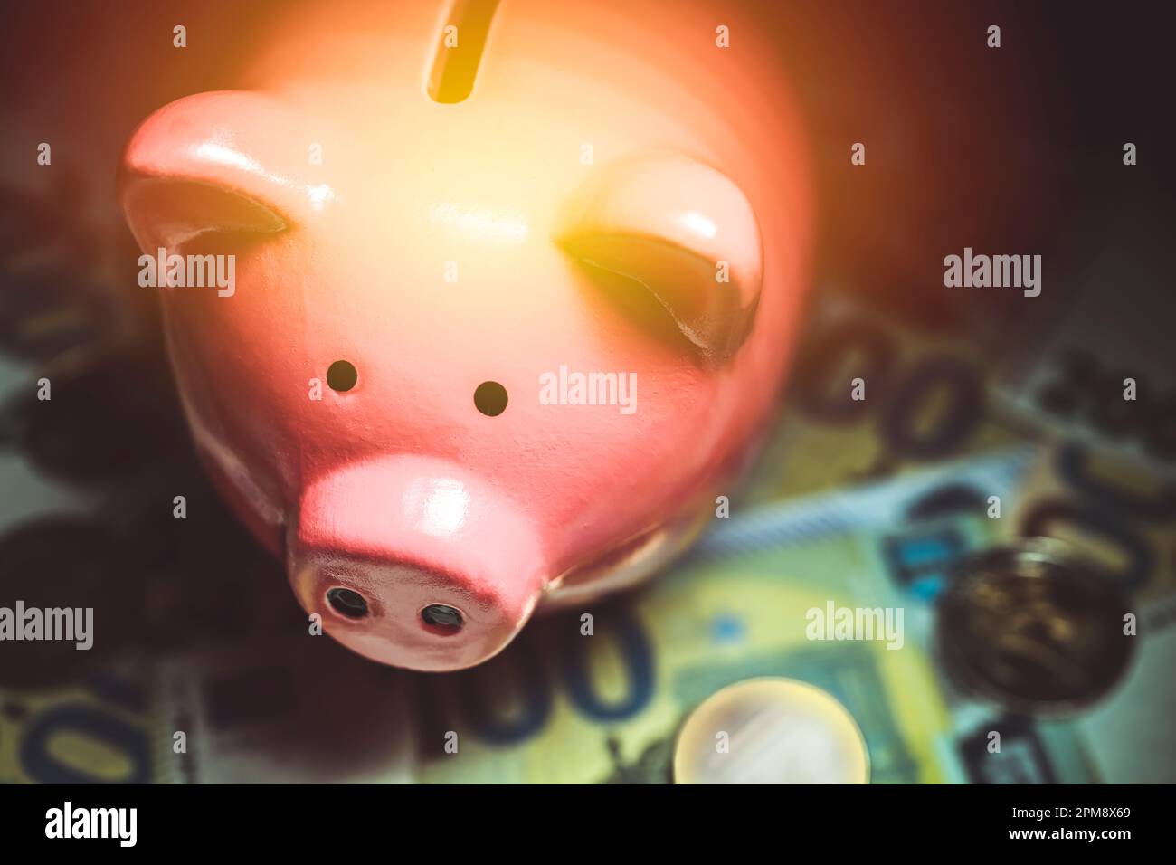 Sparaschwein auf Geldscheinen Banque D'Images