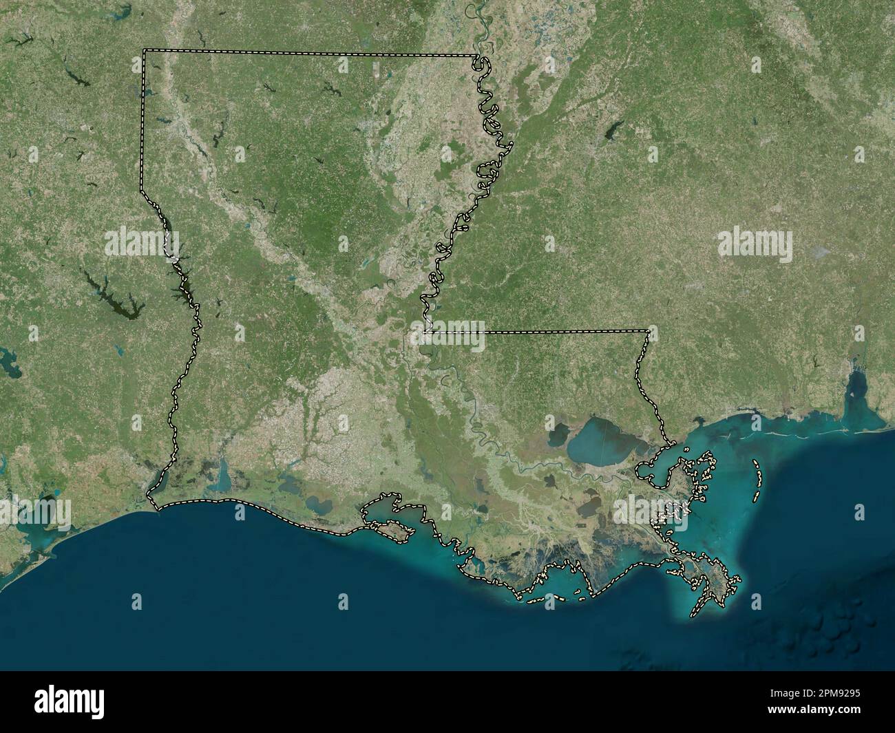 Louisiane, État des États-Unis d'Amérique. Carte satellite haute résolution Banque D'Images