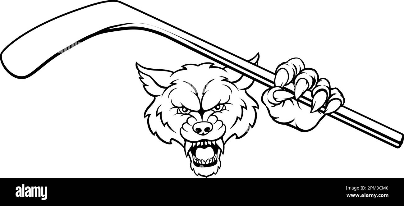 Wolf de Hockey Sports Animal Mascot Illustration de Vecteur