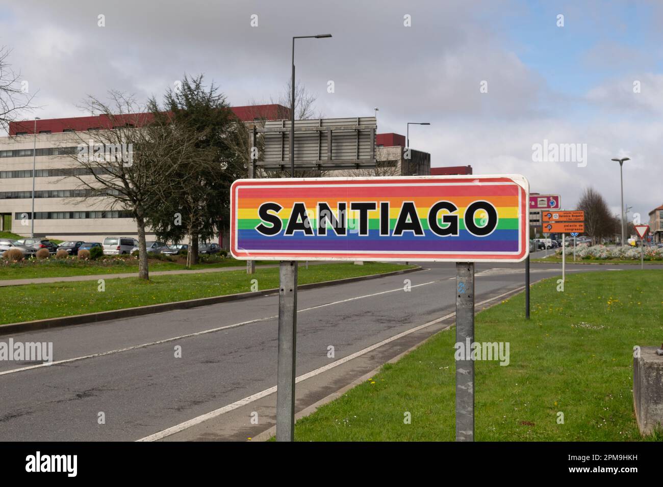 Saint-Jacques-de-Compostelle, Galice, Espagne. Rue sur le Camino Banque D'Images