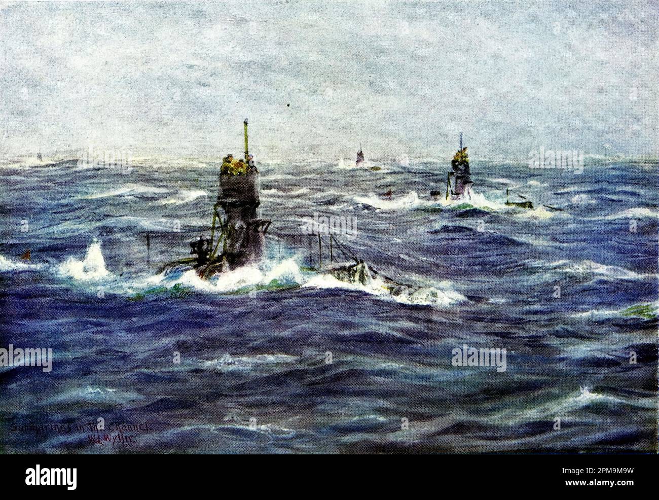 Sous-marins dans la Manche par William Lionel Wyllie. De : la flotte de combat britannique, sa création et sa croissance tout au long des siècles ... c1915 Banque D'Images