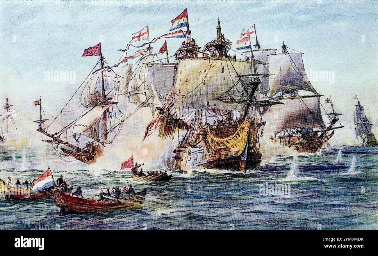 Blake et Tromp pendant les guerres néerlandaises par William Lionel Wyllie. Depuis : la flotte de combat britannique, sa création et sa croissance tout au long du. c1915 Banque D'Images
