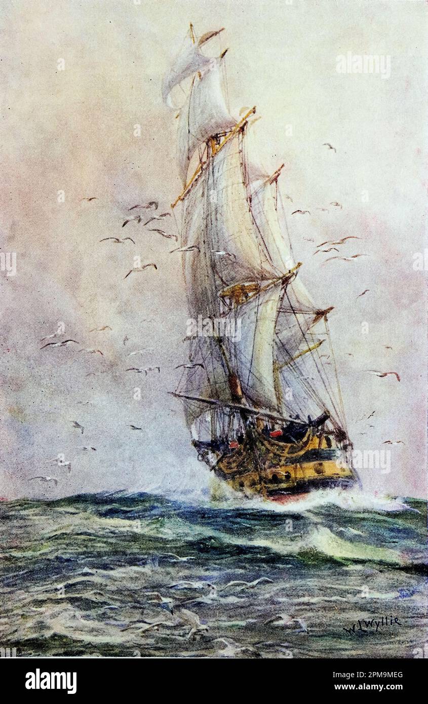 HMS Foudroyant, ancien navire de Nelson par William Lionel Wyllie. Depuis : la flotte de combat britannique, sa création et sa croissance tout au long des siècles .. c1915 Banque D'Images