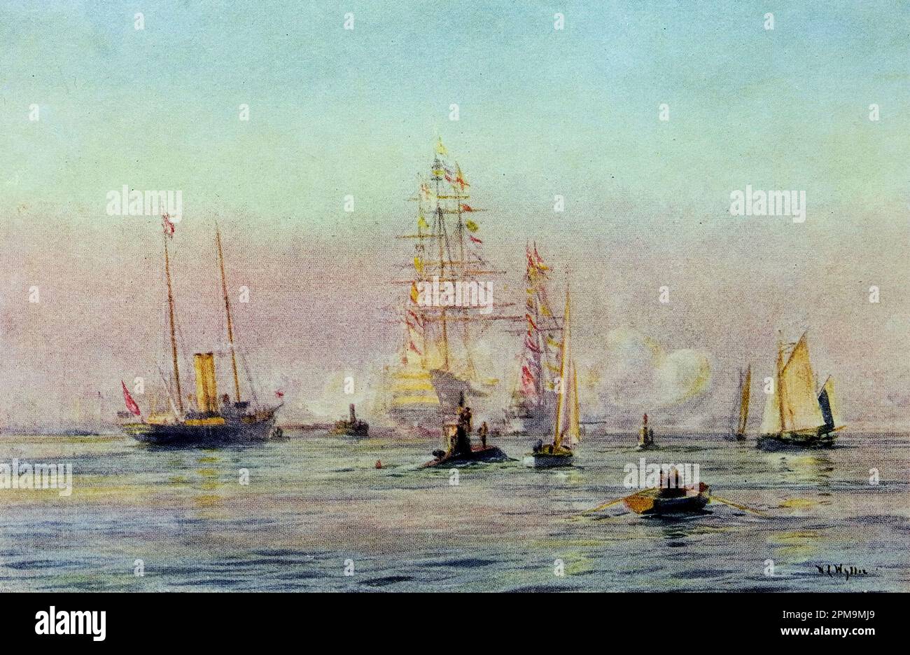 Port de Portsmouth, c1912 par William Lionel Wyllie. De : la flotte de combat britannique, sa création et sa croissance tout au long des siècles ... c1915 Banque D'Images