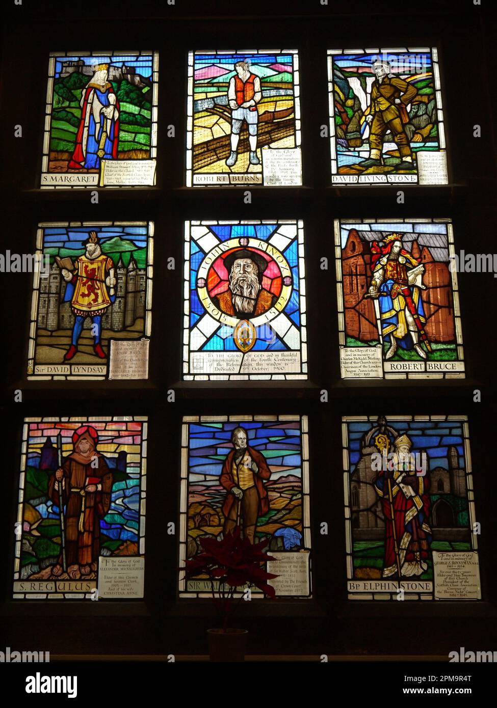 John KNOX Window / Famous Scots Window, Crown court Church of Scotland, Covent Garden, Londres, Royaume-Uni Banque D'Images