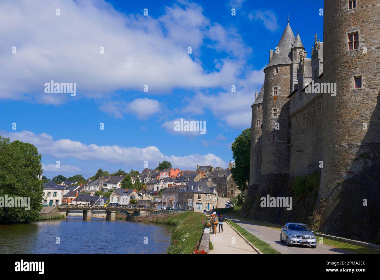 Josselin, Bretagne, Château de Josselin, Morbihan, Canal entre Nantes et Brest, Pontivy, France Banque D'Images