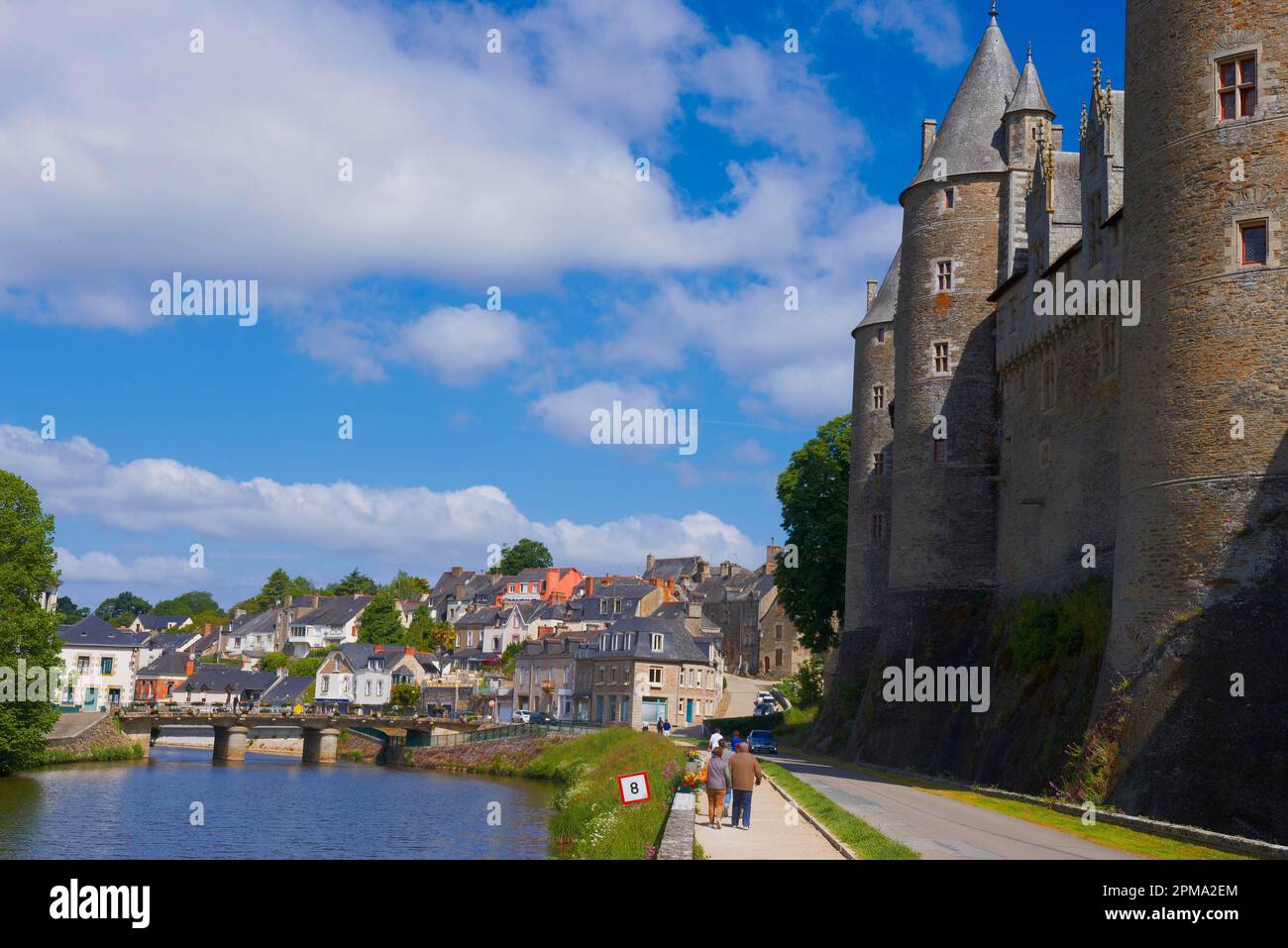 Josselin, Bretagne, Château de Josselin, Morbihan, Canal entre Nantes et Brest, Pontivy, France Banque D'Images