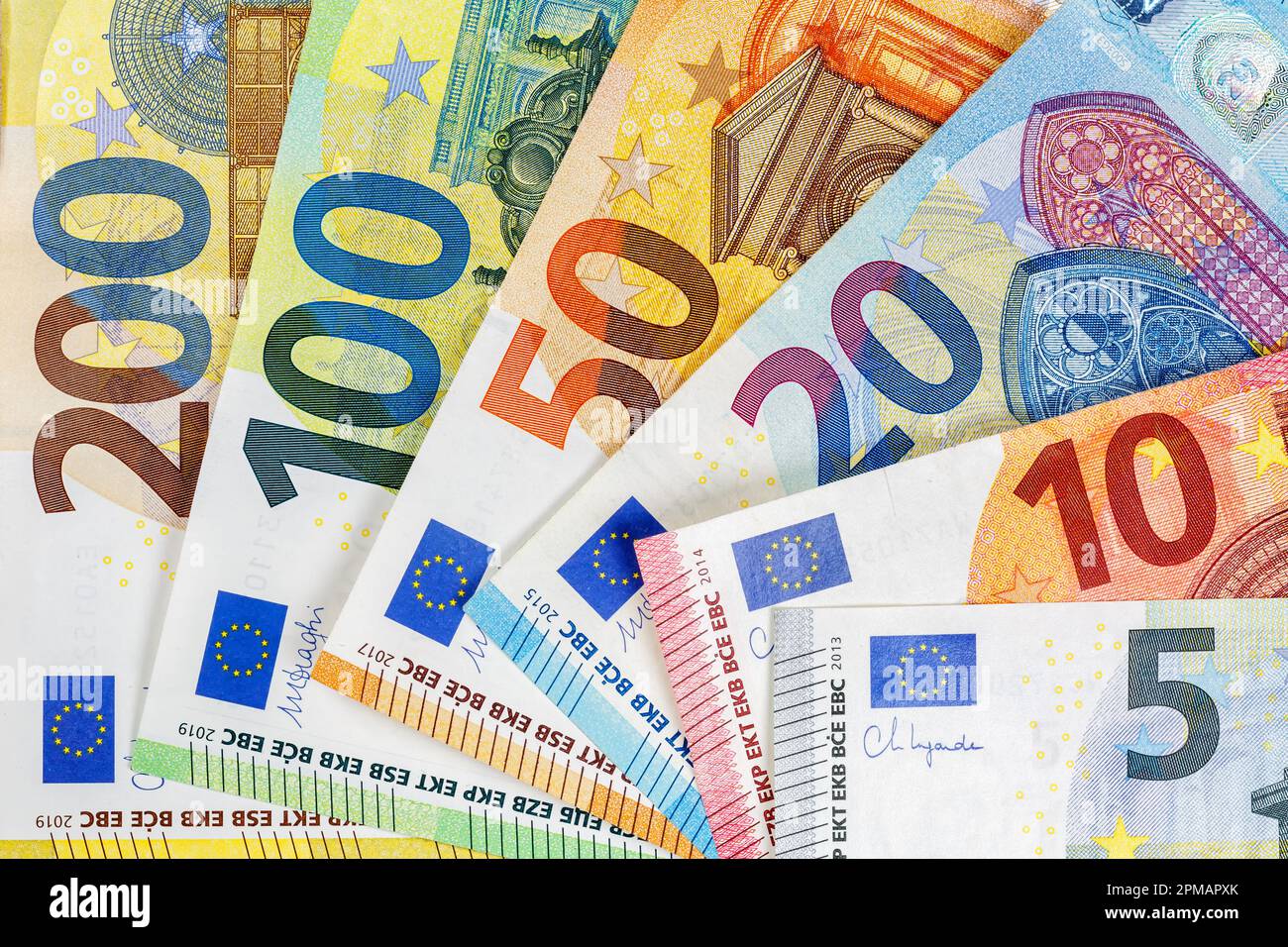 Billets de banque en euros économie d'argent arrière-plan payer finances billets de banque notes de banque riches Banque D'Images