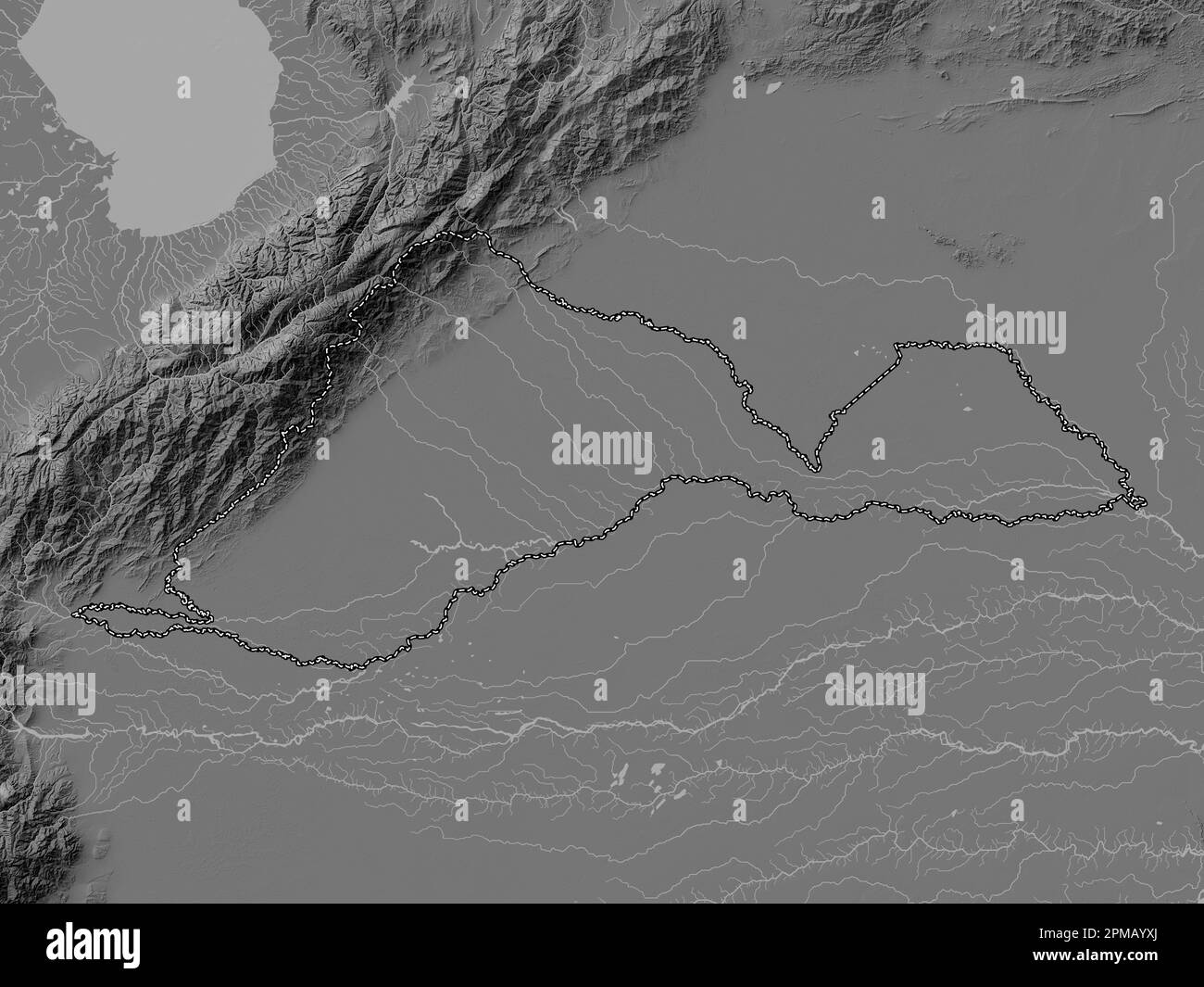 Barinas, État du Venezuela. Carte d'altitude à deux niveaux avec lacs et rivières Banque D'Images