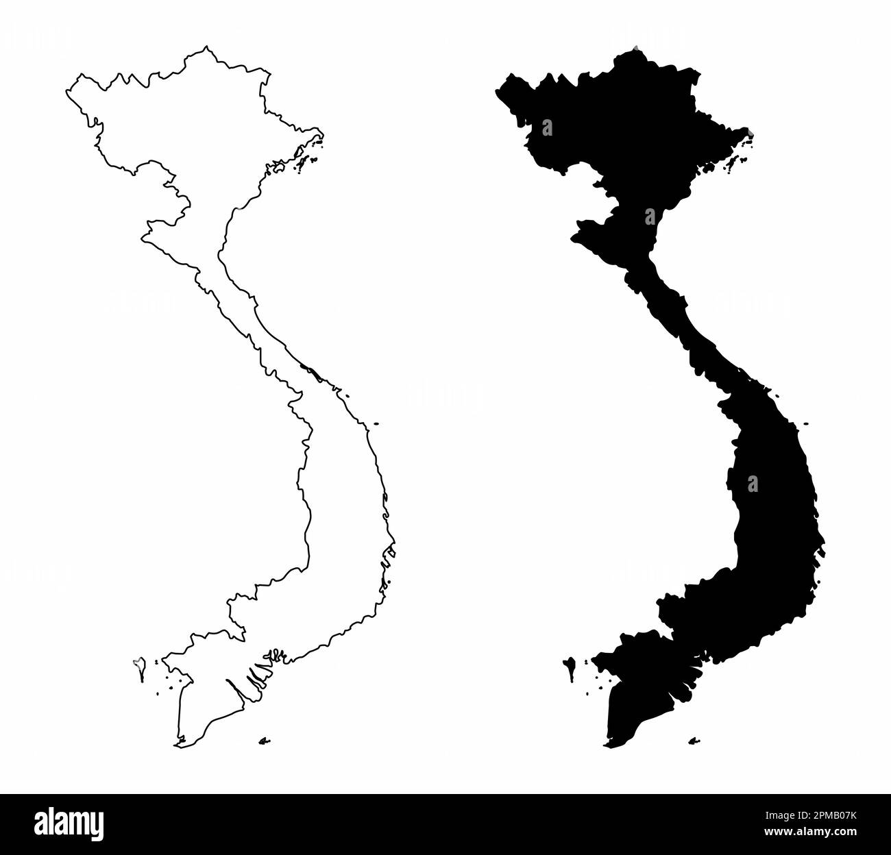 Cartes de contour du Vietnam isolées sur fond blanc Illustration de Vecteur