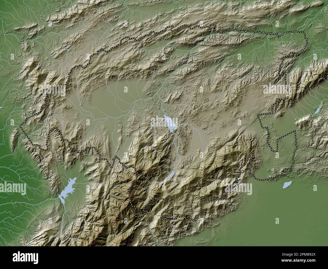 Lara, État du Venezuela. Carte d'altitude colorée en style wiki avec lacs et rivières Banque D'Images
