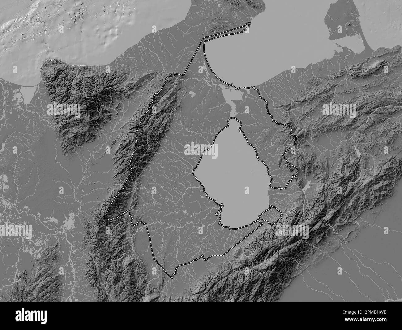 Zulia, État du Venezuela. Carte d'altitude à deux niveaux avec lacs et rivières Banque D'Images