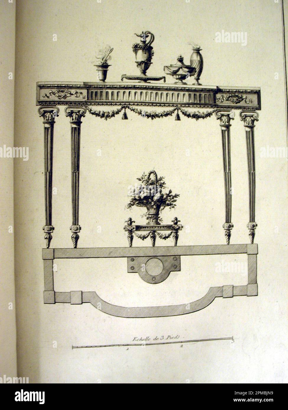 Imprimé, oeuvres de Lalonde, Décorateur et dessert, 5 Cahier, Manque 3; conçu par Richard de Lalonde (français, actif 1780–96); publié par Chereau (français, actif ca. 1780–1799) ; France ; gravure sur papier blanc cassé ; feuille : 34,3 x 21,9 cm (13 1/2 x 8 5/8 po.) Image : 31,1 x 24,8 cm (12 1/4 x 9 3/4 po.) Banque D'Images