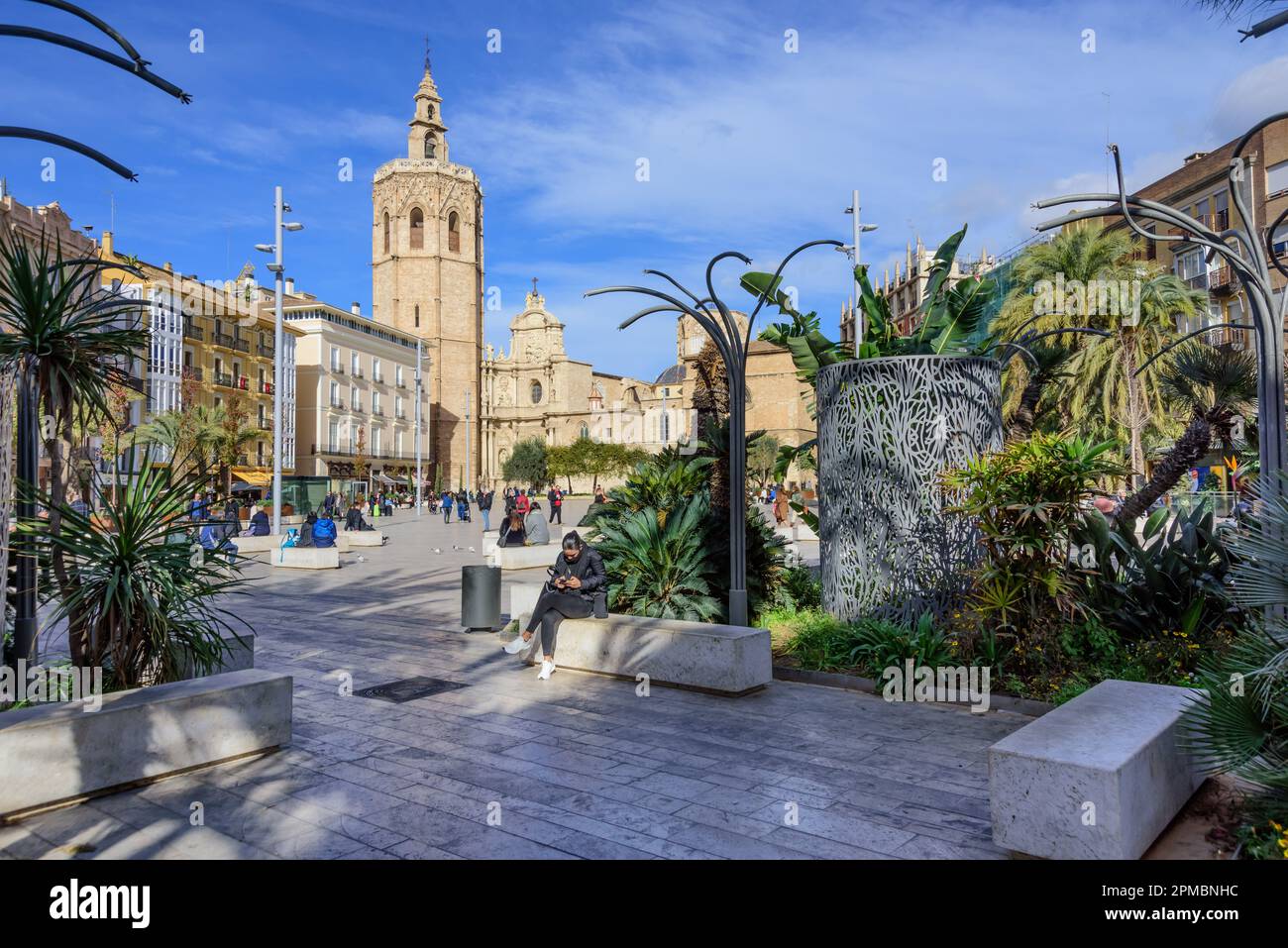 Espagnol, Valence, Placa de la Reina, El Micalet und Kathedrale von Valencia // Espagne, Valence, Placa de la Reina, El Micalet et Cathédrale Banque D'Images