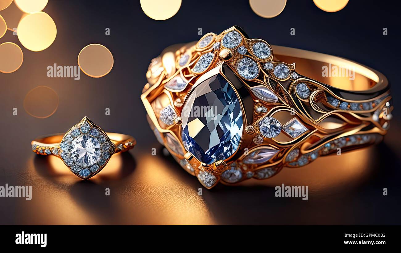 Bague à bijoux avec saphir et diamants. Arrière-plan bijoux Photo Stock -  Alamy