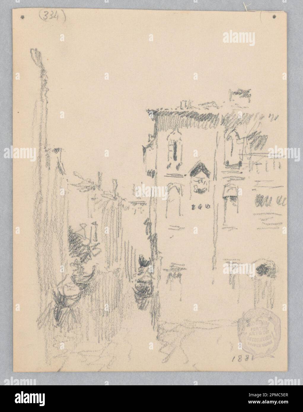 Dessin, vue de Venise, Italie; Robert Frederick Blum (américain, 1857–1903); États-Unis; graphite sur papier vélin; 13,2 × 10 cm (5 3/16 × 3 15/16 po) Banque D'Images