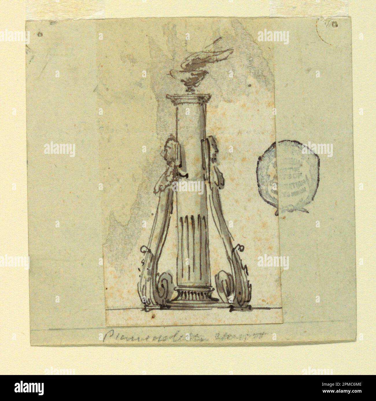 Dessin, Design for a Lamp; conçu par Giuseppe Barberi (italien, 1746–1809); Italie; stylo et encre, pinceau et lavage sur papier Banque D'Images