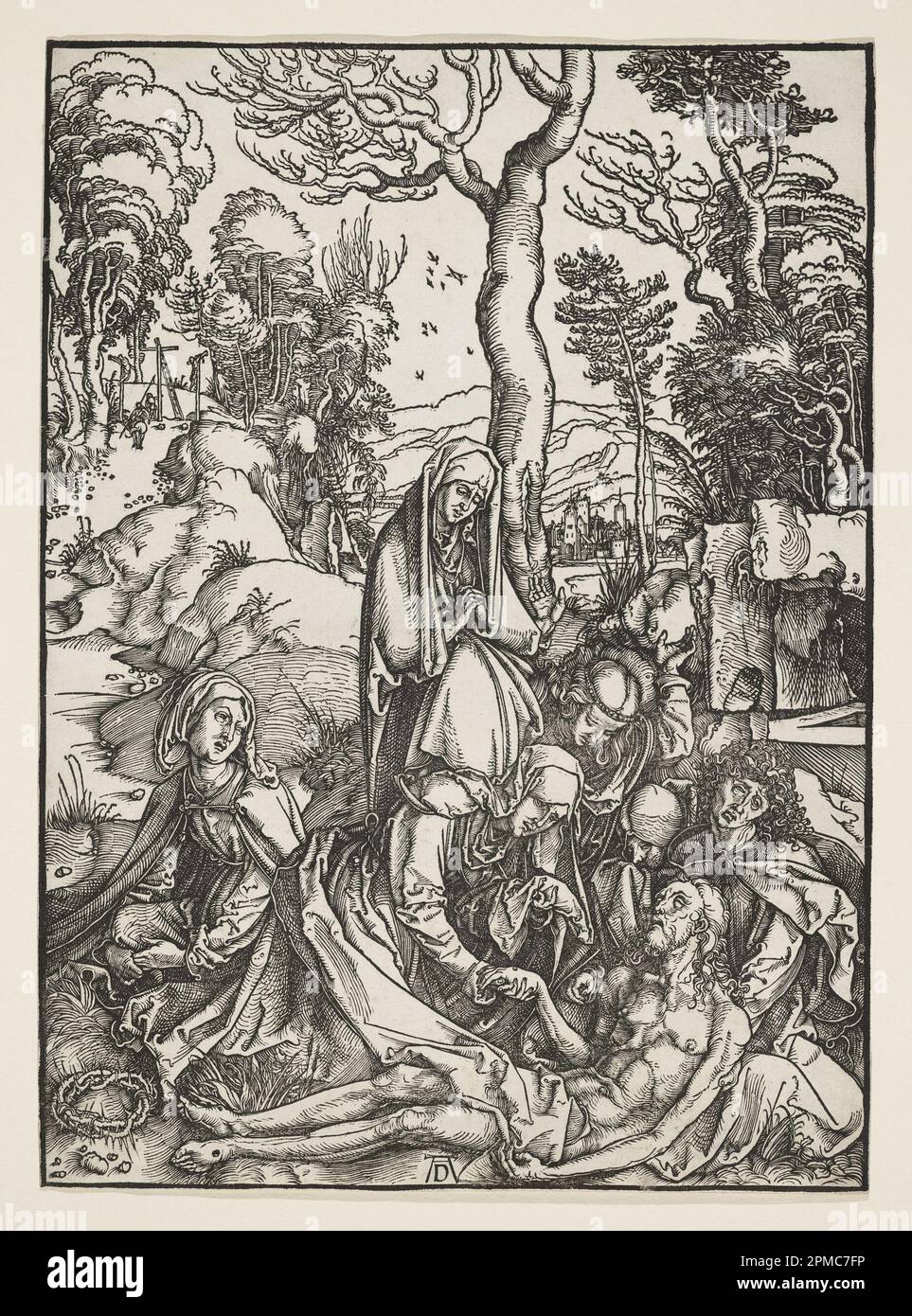 Print, The Lamentation; Albrecht Dürer (allemand, 1471–1528); Allemagne; coupe de bois sur papier à poser; 39,6 x 28,4 cm (15 9/16 x 11 3/16 po.); 1950-30-10 Banque D'Images